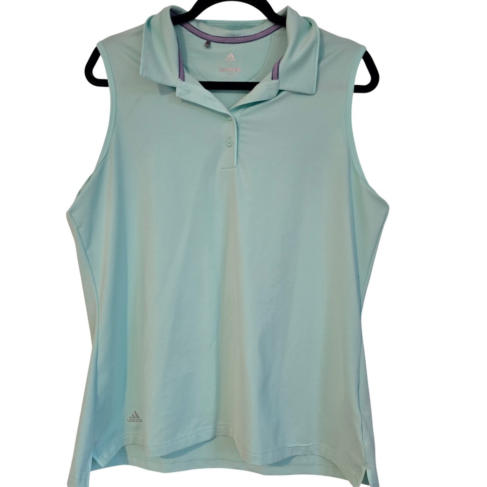 Adidas Golf Sleeveless Polo Shirt Aqua Mint Green XL Athletic‎ Performance